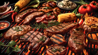 生态工艺烤肉摄影图