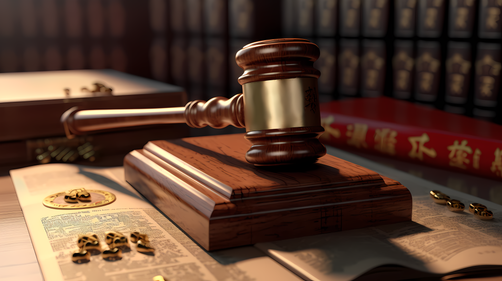 神秘的法槌书中的汉字摄影图片