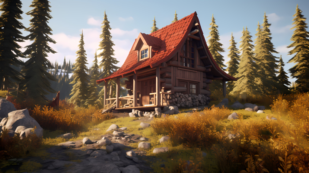 山中小木屋的摄影版权图片下载