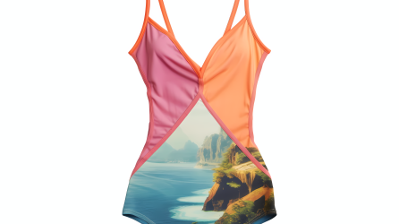 粉橙色调的炫彩比对日光浴之下的泳衣摄影图