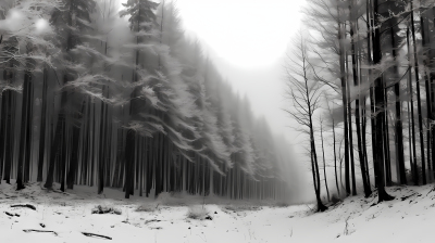 雪树山林的冷峻美景摄影图