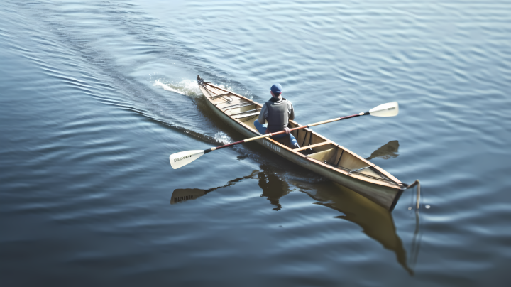 划船人在水中划桨的摄影版权图片下载