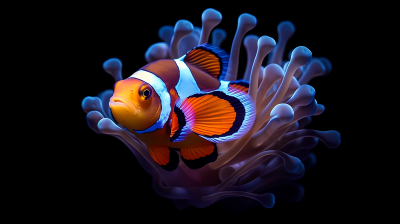美丽的橙色小丑鱼摄影图片