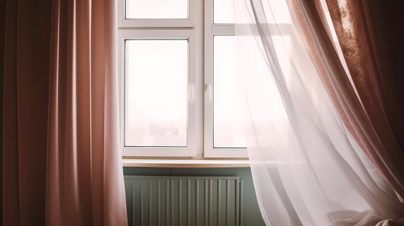 卧室窗帘和百叶窗的摄影图片