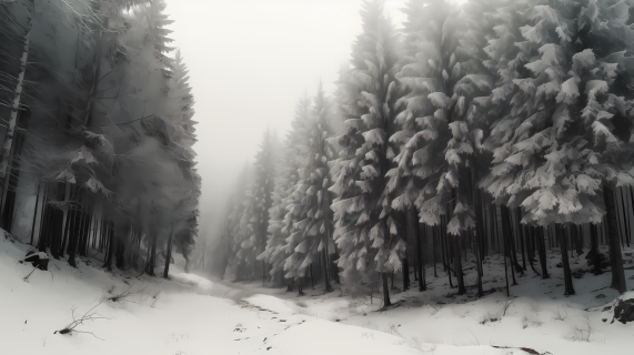 冰雪覆盖的山林摄影图