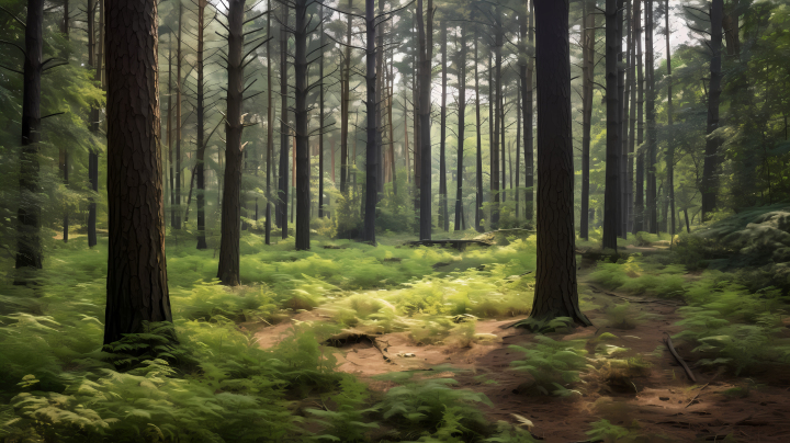 森林中高耸的树木摄影版权图片下载