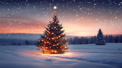 乡村风情下的浪漫白色圣诞树摄影图片