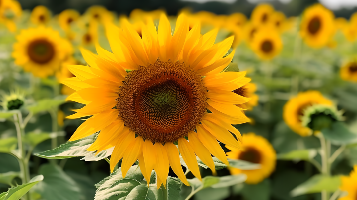 阳光下的黄绿向日葵自然静物摄影图版权图片下载