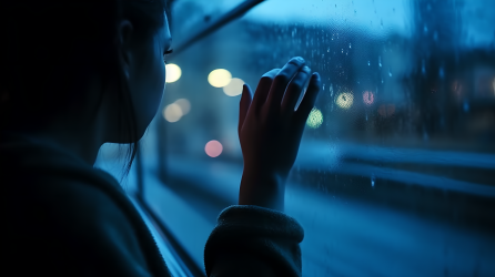 夜晚街景迷人的细雨摄影图