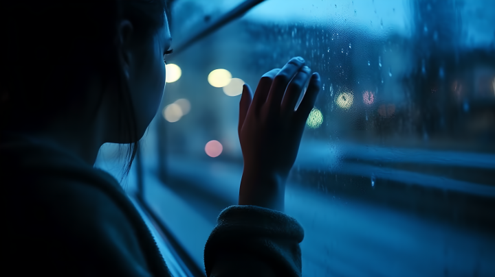 夜晚街景迷人的细雨摄影图版权图片下载