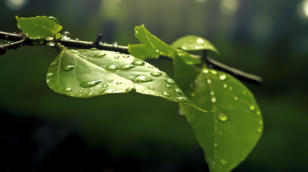 雨后树叶摄影图片