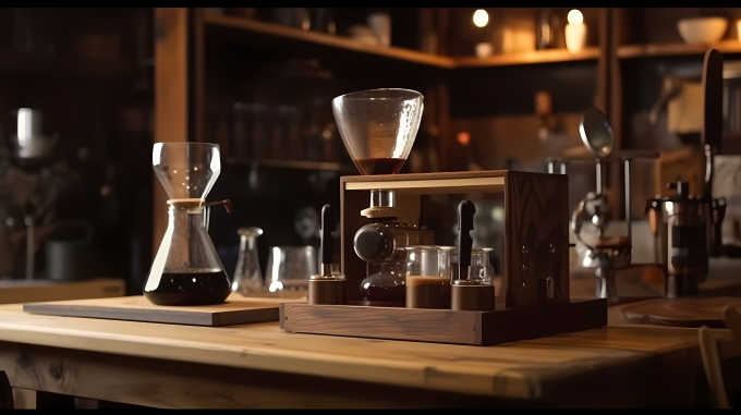 正在萃取的咖啡摄影图