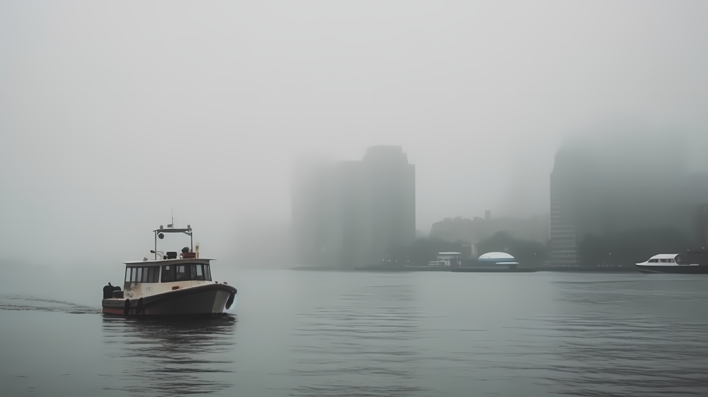 海都迷雾潮汐之城摄影图