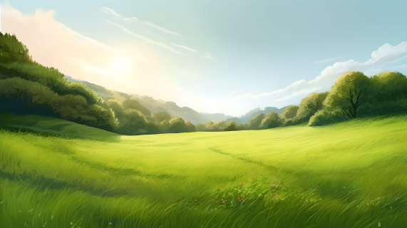 阳光下的青草景观摄影图