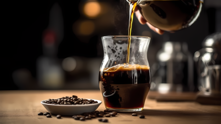 香浓咖啡与咖啡豆摄影图