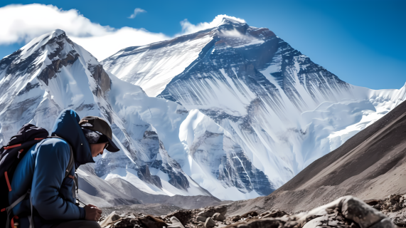珠穆朗玛峰攀登指南和西藏旅游地图摄影图片