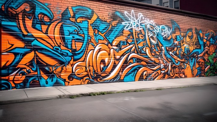 青铜橘色涂鸦街头艺术照片版权图片下载