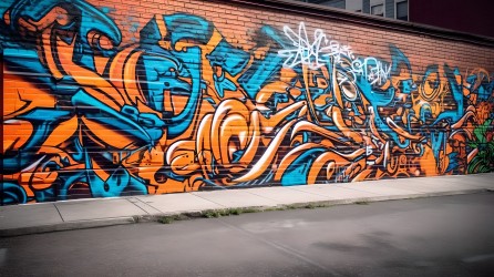 青铜橘色涂鸦街头艺术照片