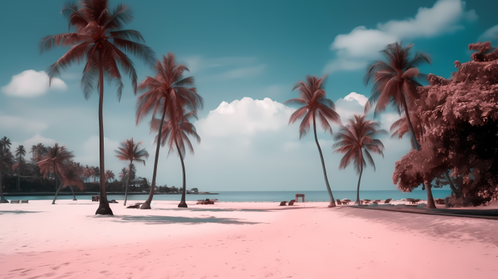 粉色沙滩旅游景区图版权图片下载