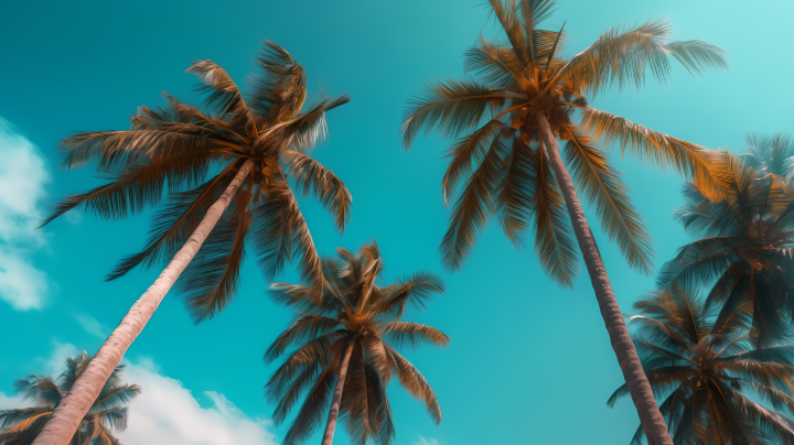 海边的椰子树摄影图版权图片下载