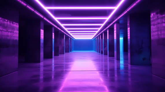 粉紫霓虹隧道摄影图