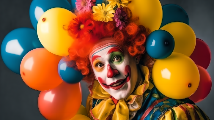 华丽多彩的小丑气球版权图片下载