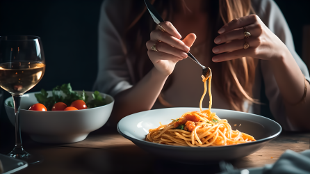 女士用餐摄影图片