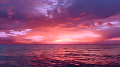 美丽的海上紫色天空与云彩的摄影图片