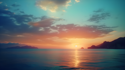 绚丽的海上日落摄影图