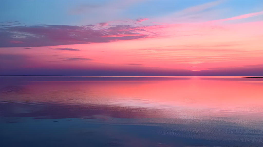 湖泊边的美丽日落摄影图