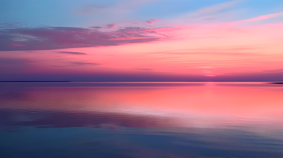 湖泊边的美丽日落摄影图
