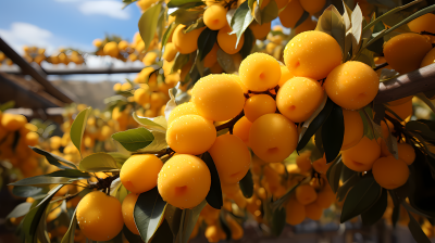 黄色水果的李子树摄影图片