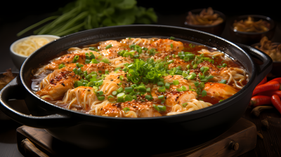 韩式泡菜鸡汤摄影图片