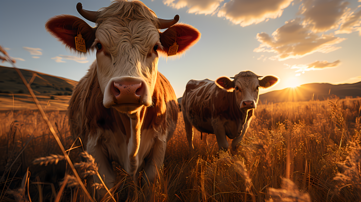 草地上吃草的奶牛摄影版权图片下载