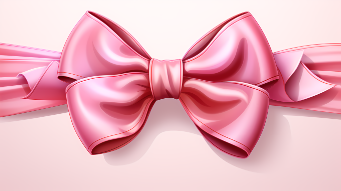 粉色丝带的卡通蝴蝶结摄影图片