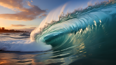 巨浪翻滚的蔚蓝海浪摄影图