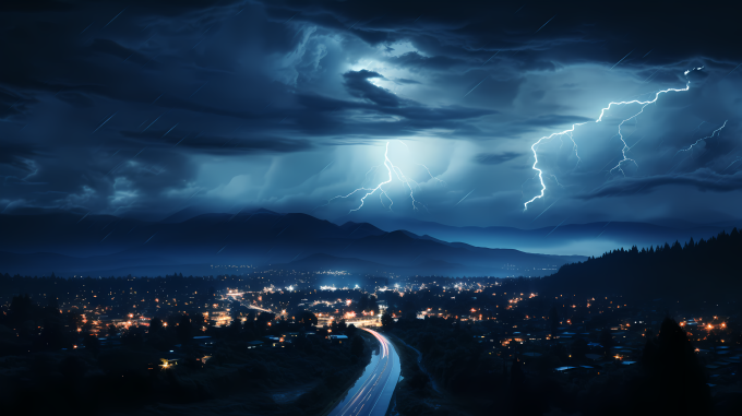 壮丽的河山闪电摄影图