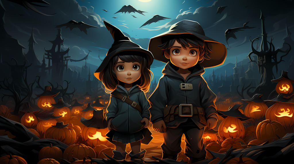 万圣节卡通可怕孩子摄影图片