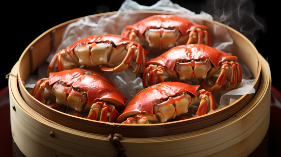 中国烹饪风味下螃蟹美食摄影图片