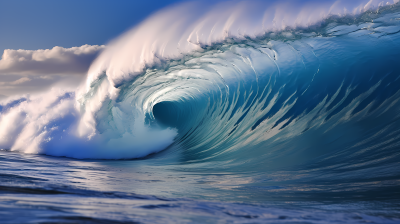 银蓝色的波浪摄影图