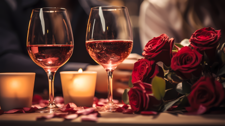 浪漫主题的红酒晚宴摄影图片