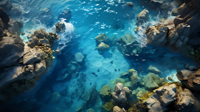 蓝色珊瑚礁空中摄影图