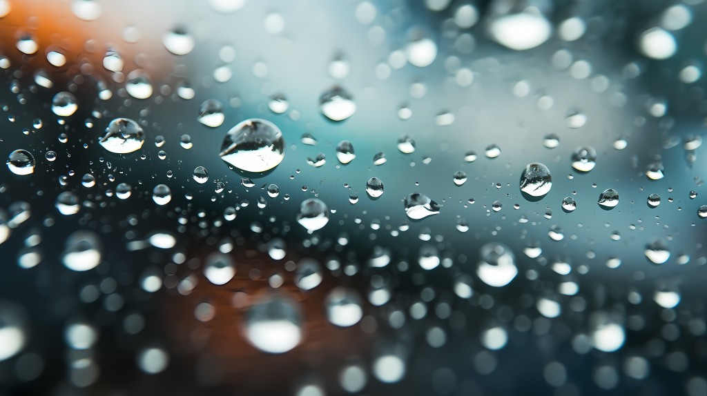 细雨打在窗户上摄影图