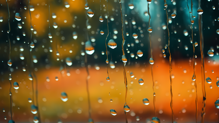 浓郁暗绿中的雨滴与树摄影图版权图片下载