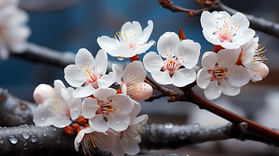 石井嘎县中国樱花树上的白花摄影图片