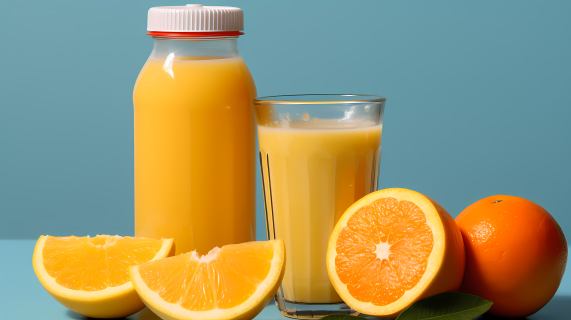 橙汁瓶摄影图片