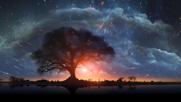 星空树下的奇幻摄影图版权图片下载