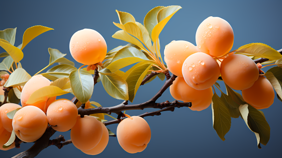 柔和暖色调下的杏色杏子摄影图