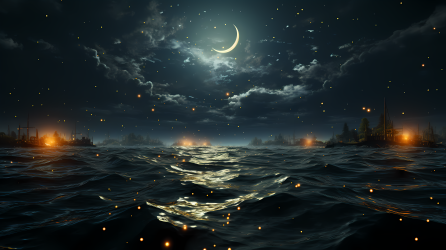 黑夜下的水中神圣共鸣摄影图