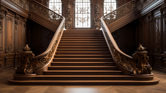 木质细节风格楼梯摄影图